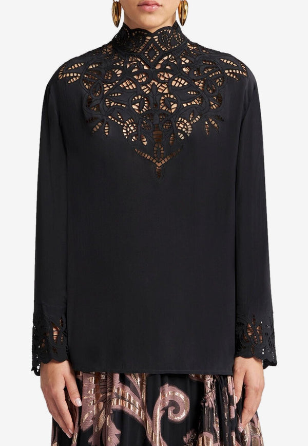Etro Silk Crepe De Chine Blouse Black WRJA0099-AV572 N0000