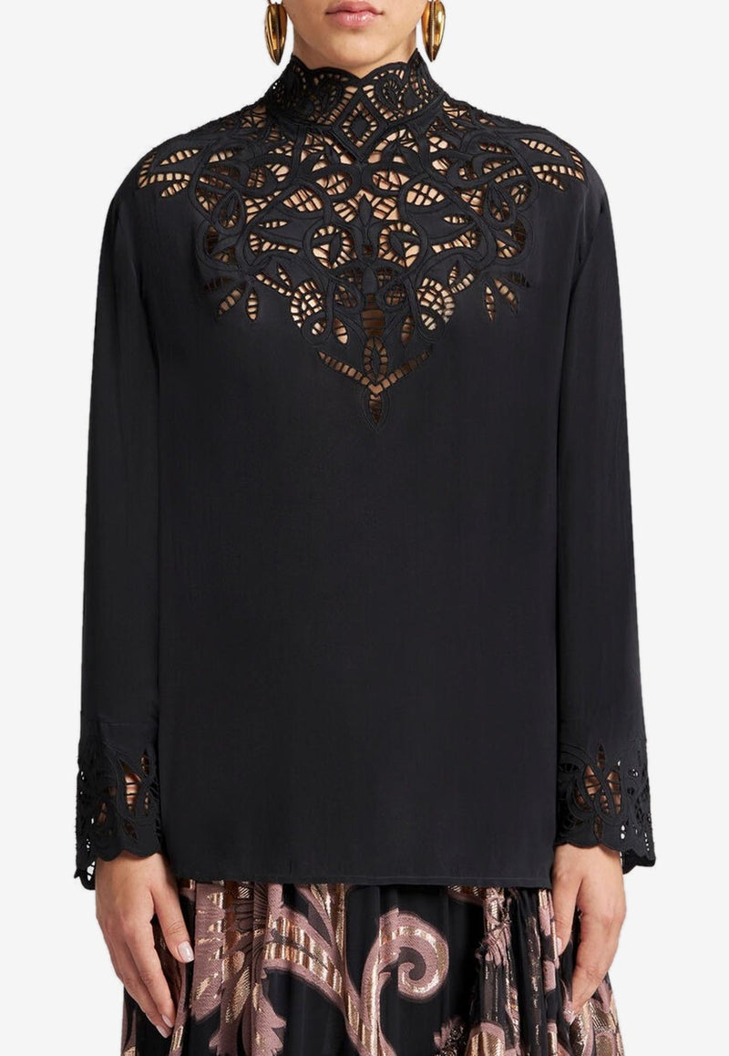 Etro Silk Crepe De Chine Blouse Black WRJA0099-AV572 N0000