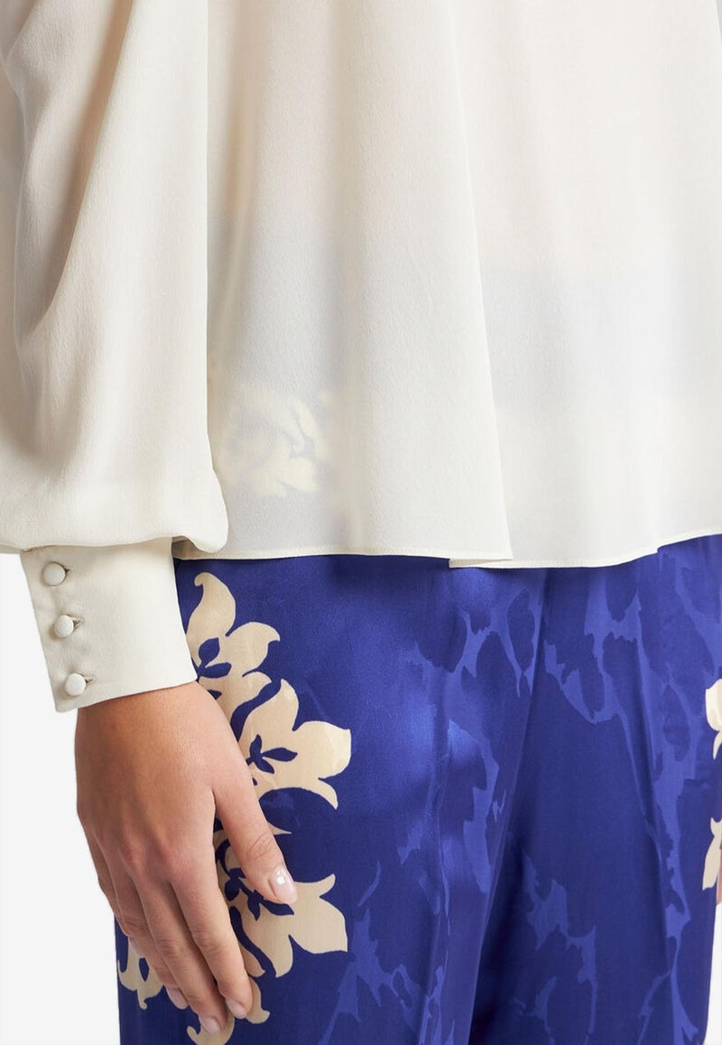 Etro Cold-Shoulders Silk Ruffled Top White WRJA0119-99TU1I0 W3789