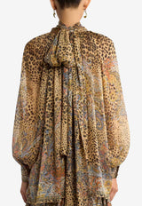 Etro Paisley and Animal Motif Silk Blouse Multicolor WRJA0150-99SP1N7 X0826