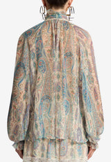 Etro Paisley Foliage Print Silk Blouse Multicolor WRJA0157-99SA1N8 X0804