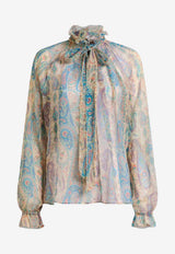 Etro Paisley Foliage Print Silk Blouse Multicolor WRJA0157-99SA1N8 X0804