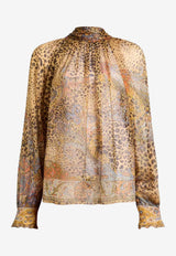 Etro Silk Chiffon Blouse with Silk Scarf Multicolor WRJA0157-AKH77 X0826