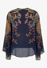 Etro Paisley-Printed Silk Blouse Navy WRJA0162-AKG23 X0883
