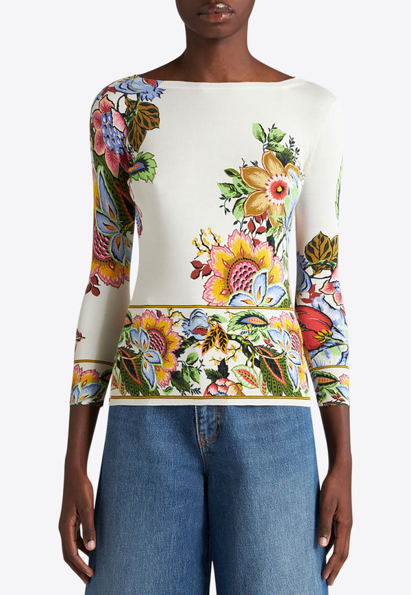 Etro Floral Jacquard Sweater in Silk Blend WRKE0021-AV137 X0800