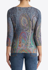 Etro Paisley Print Silk-Blend Knit Top Multicolor WRKE0021-AV553 X0884