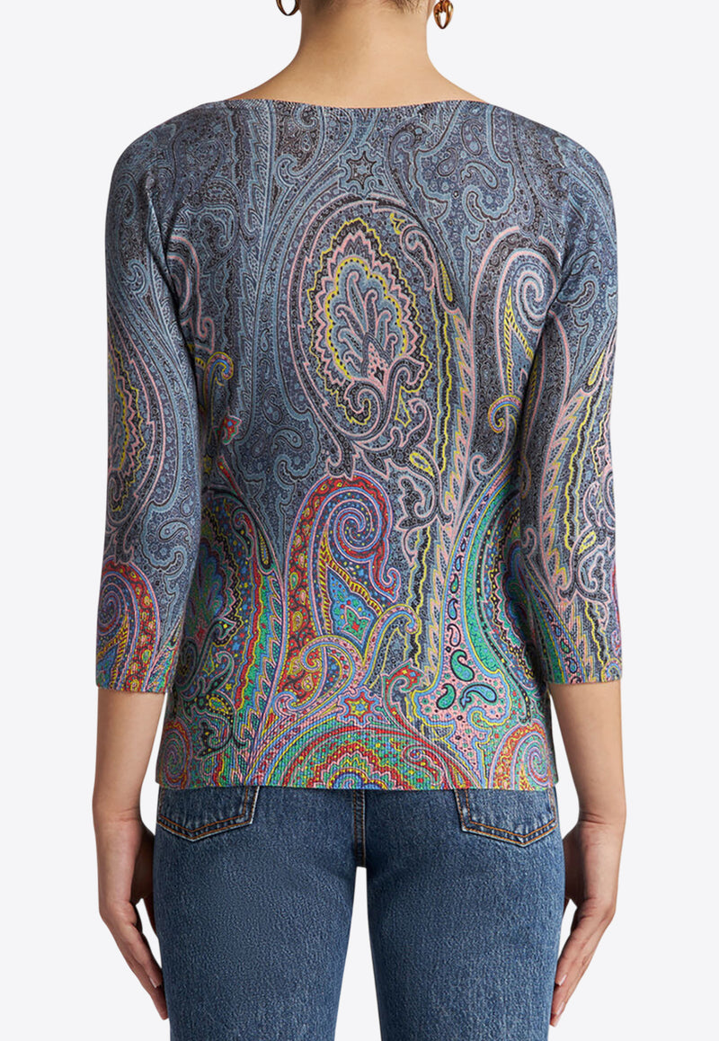 Etro Paisley Print Silk-Blend Knit Top Multicolor WRKE0021-AV553 X0884