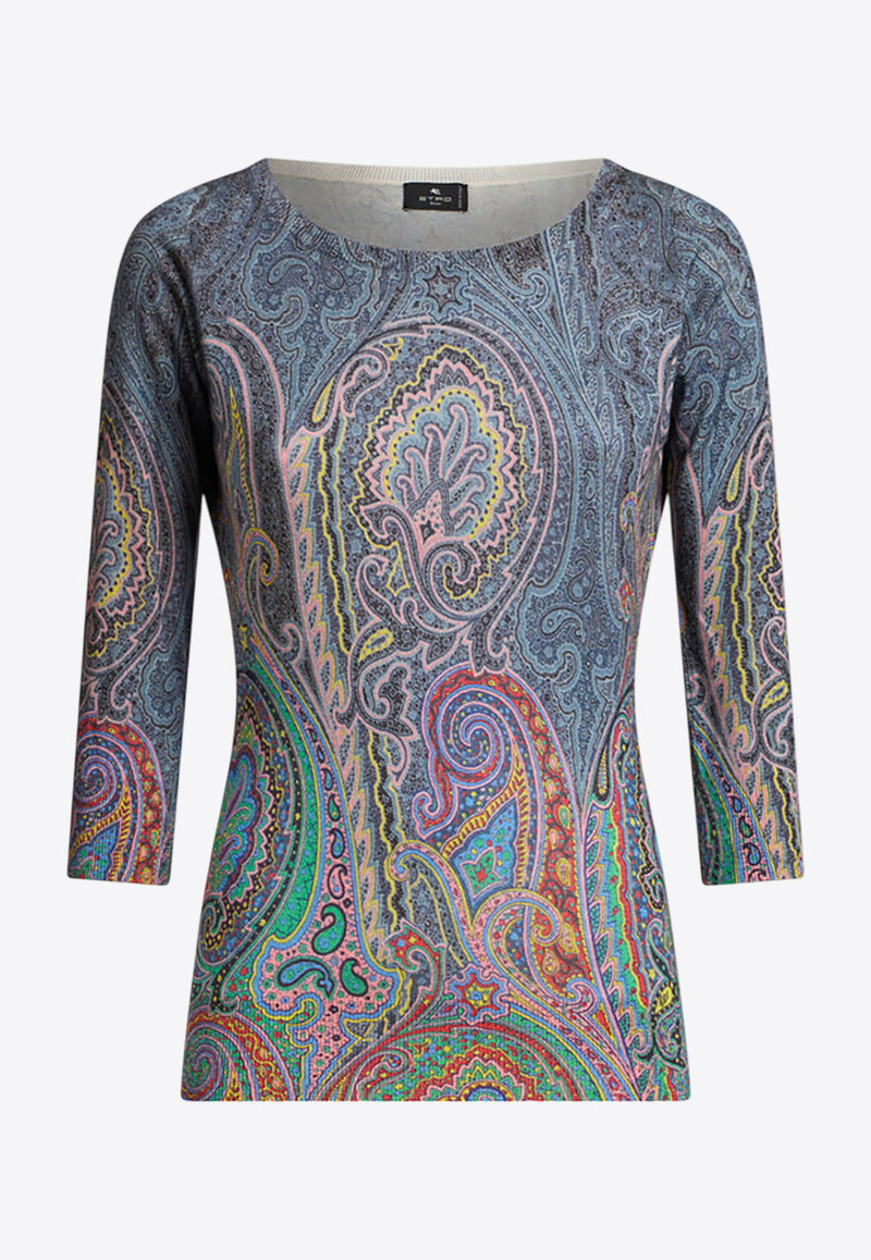 Etro Paisley Print Silk-Blend Knit Top Multicolor WRKE0021-AV553 X0884