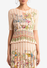 Etro Floral Print Pleated Knit Top Multicolor WRKE0122-AKD65 S9874