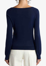 Etro Paisley Jacquard V-neck Sweater Navy WRKE0325-AQ327 S9885