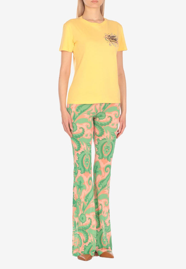 Etro Pegaso Embroidered Crewneck T-shirt Yellow WRMA0006-AK788 Y0488