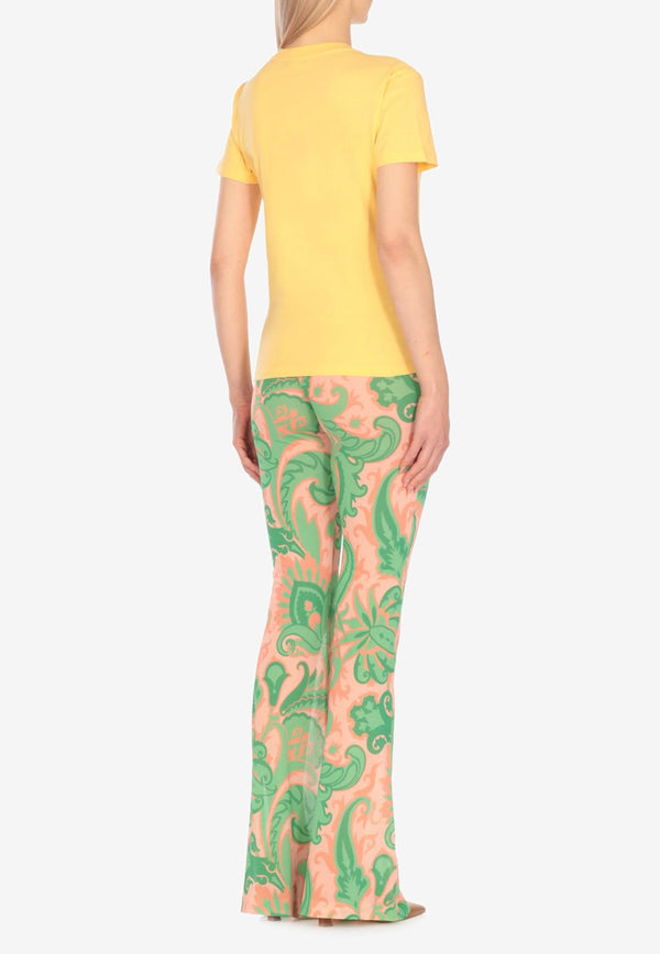 Etro Pegaso Embroidered Crewneck T-shirt Yellow WRMA0006-AK788 Y0488