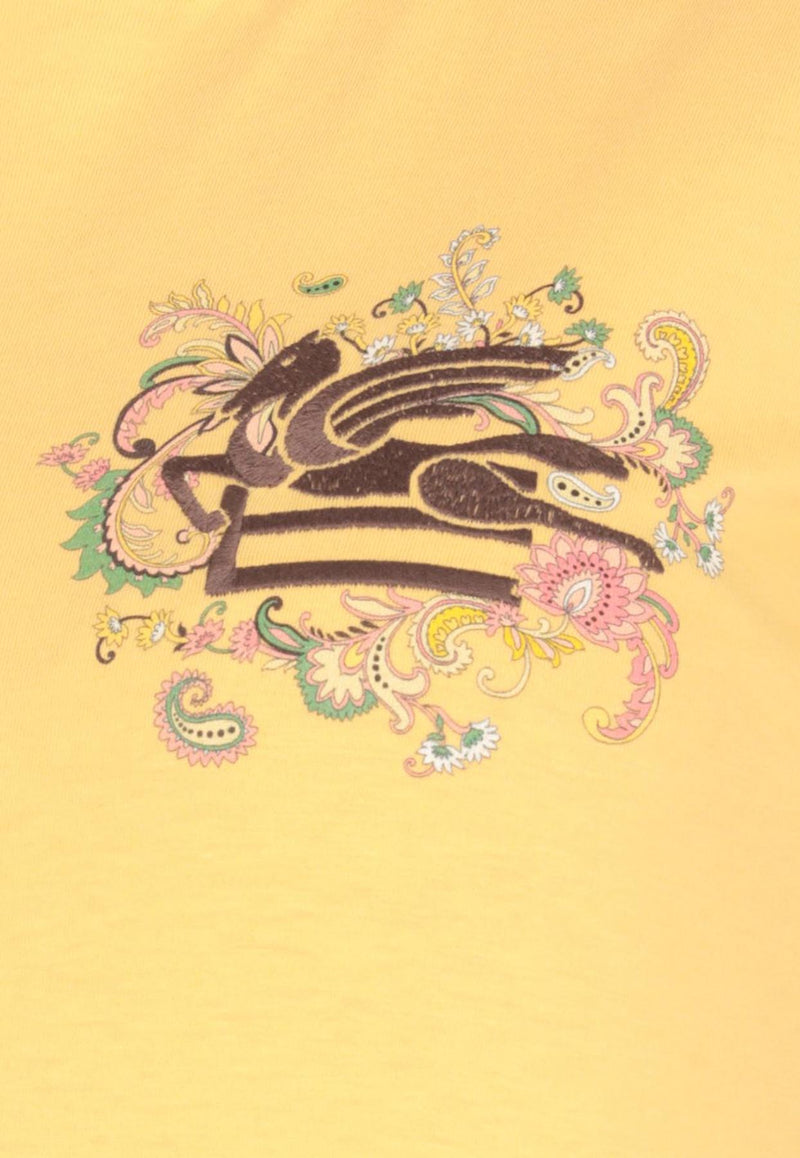 Etro Pegaso Embroidered Crewneck T-shirt Yellow WRMA0006-AK788 Y0488