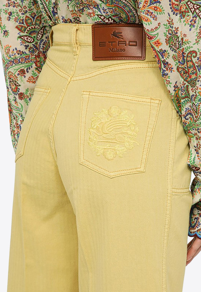 Etro Pegaso Denim Flared Pants Yellow WRNB0004AC169/O_ETRO-Y0893