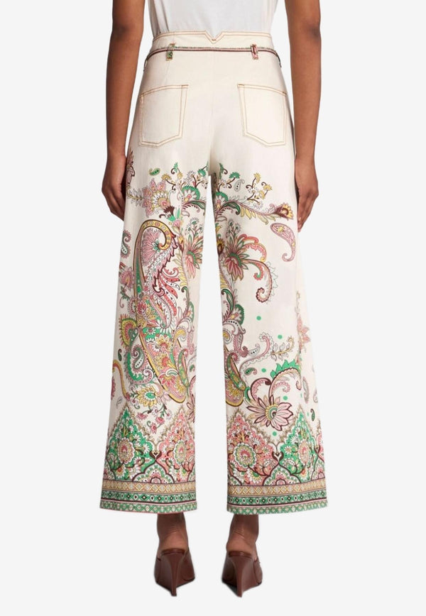 Etro Paisley Print Flared Jeans Cream WRNB0006-AK771 X0802