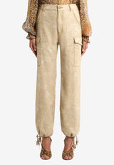 Etro Floral Jacquard Denim Cargo Pants Beige WRNB0033-99TJEK7 S9820