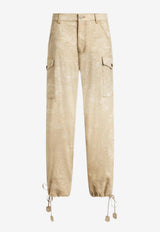 Etro Floral Jacquard Denim Cargo Pants Beige WRNB0033-99TJEK7 S9820