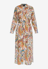 Etro Paisley Print Belted Midi Shirt Dress Multicolor WRPA0002-AKF39 X0801