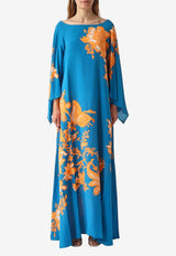 Etro Floral Print Maxi Kaftan Dress Blue WRPA0025-AKF74 X0888