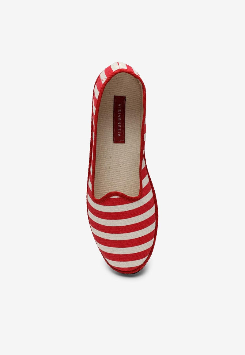 Vibi Venezia Gondola Striped Ballet Flats Red WS19FGO49CA04CO/K_VIBIV-GR