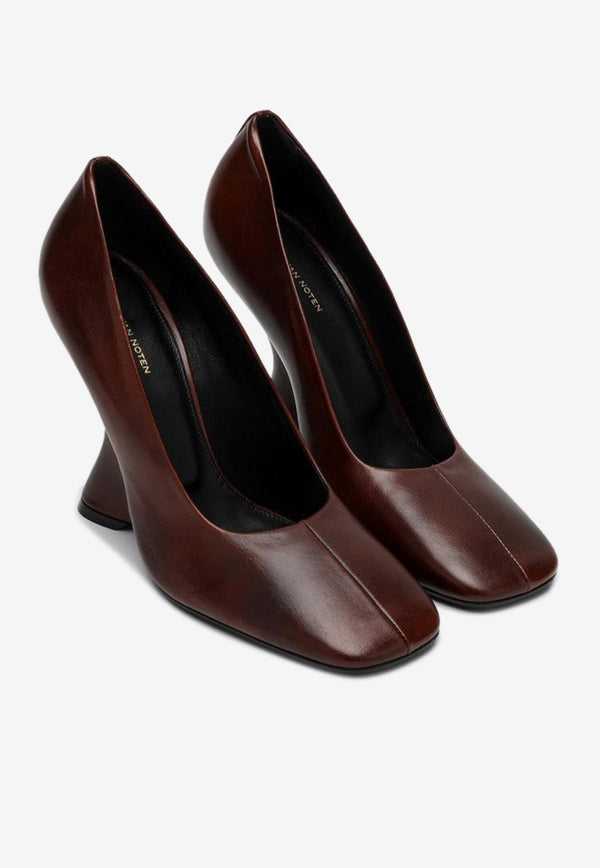 Dries Van Noten 100 Leather Wedge Pumps Burgundy WS242103/P_DRVNO-712