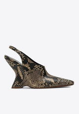 Dries Van Noten 105 Snake-Effect Leather Wedge Pumps Beige WS251-1632397/Q_DRVNO-103