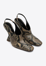 Dries Van Noten 105 Snake-Effect Leather Wedge Pumps Beige WS251-1632397/Q_DRVNO-103