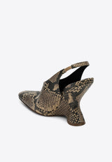 Dries Van Noten 105 Snake-Effect Leather Wedge Pumps Beige WS251-1632397/Q_DRVNO-103