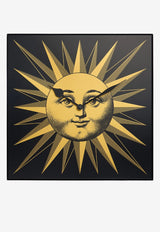 Fornasetti Grande Sole Square Wall Clock Gold WSCLO012