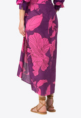 Poupette St Barth Uma Printed Maxi Skirt Purple WUMR26SCMHBP_PURPLE