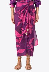 Poupette St Barth Uma Printed Maxi Skirt Purple WUMR26SCMHBP_PURPLE