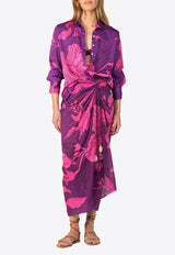 Poupette St Barth Uma Printed Maxi Skirt Purple WUMR26SCMHBP_PURPLE