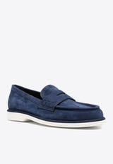 Santoni Logo Suede Loafers WUQY59818BIASLHOU57BLUE