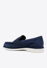 Santoni Logo Suede Loafers WUQY59818BIASLHOU57BLUE