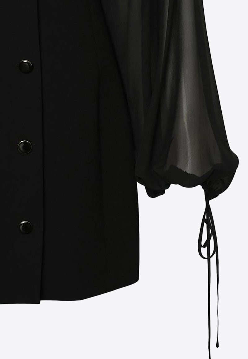 Frame denim Sheer-Sleeved Mini Blazer Dress WW23WDR014BLACK