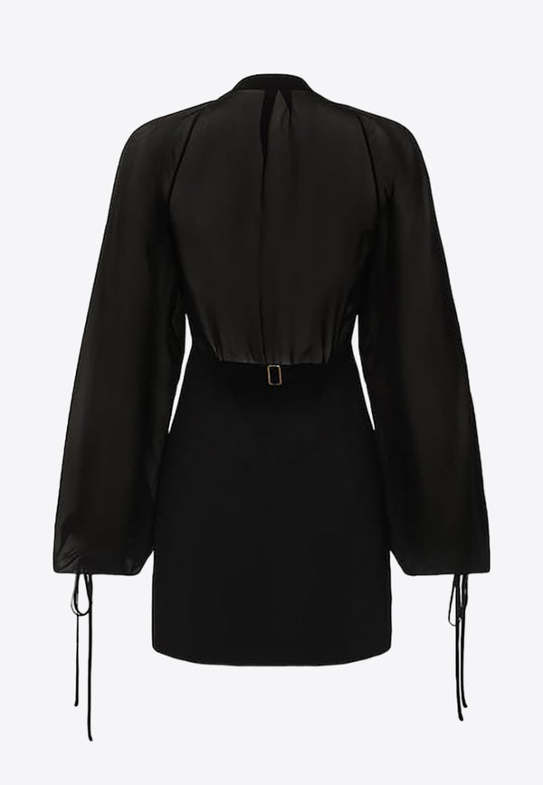 Frame denim Sheer-Sleeved Mini Blazer Dress WW23WDR014BLACK