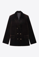 Zadig & Voltaire Vaska Double-Breasted Velvet Jacket Dark Brown WWBL01943_DARK BROWN