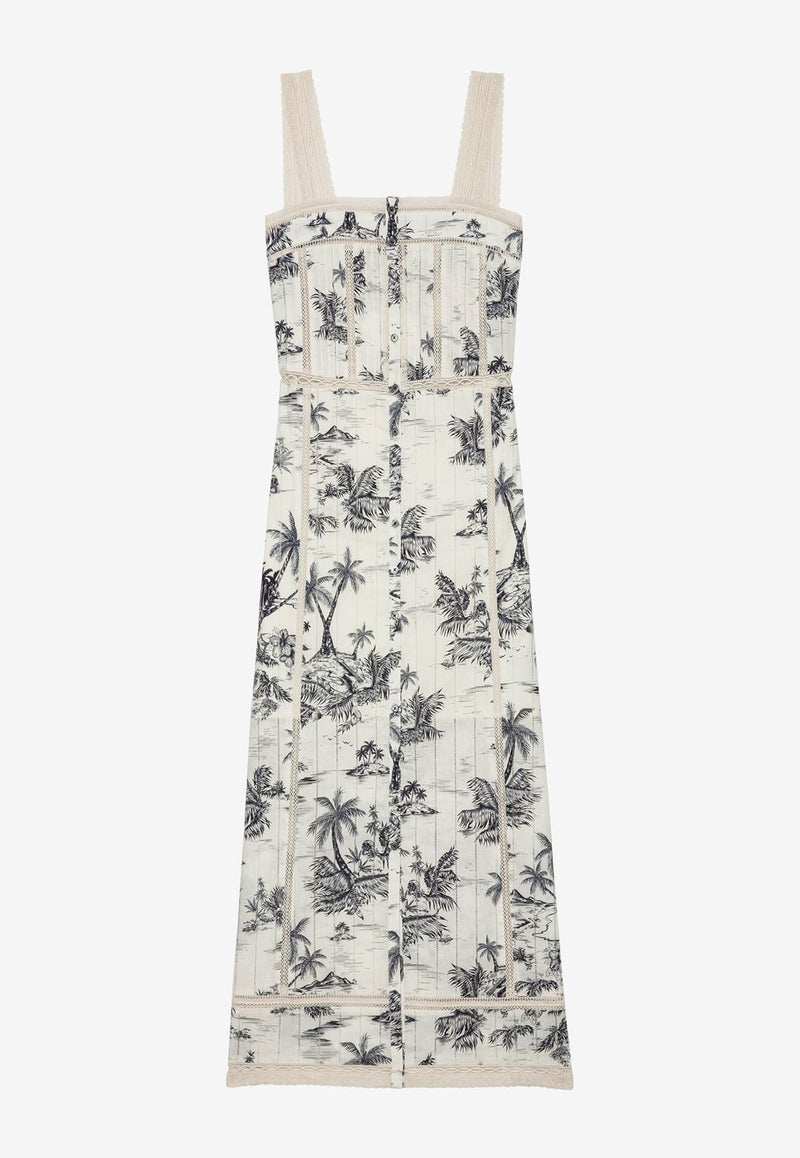 Zadig & Voltaire Renaid Tropical Island Print Maxi Dress Ecru WWDR02431_PRINTED
