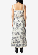 Zadig & Voltaire Renaid Tropical Island Print Maxi Dress Ecru WWDR02431_PRINTED