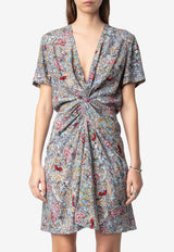 Zadig & Voltaire Rozom Floral Print Mini Draped Dress Multicolor WWDR02506_PRINTED