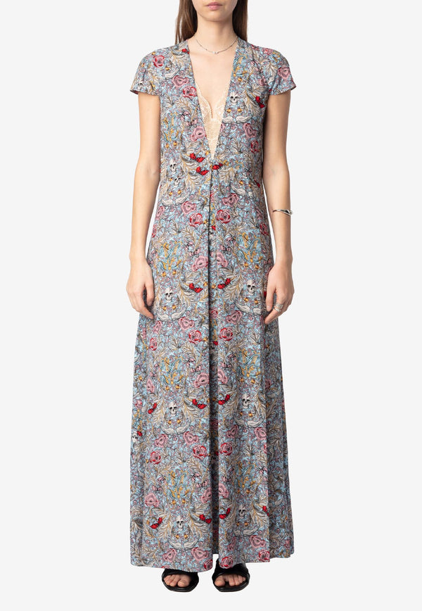 Zadig & Voltaire Ravish Floral Print Maxi Dress Multicolor WWDR02507_PRINTED
