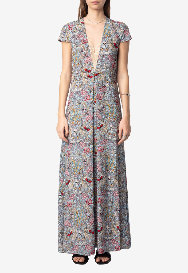 Zadig & Voltaire Ravish Floral Print Maxi Dress Multicolor WWDR02507_PRINTED