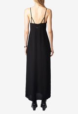 Zadig & Voltaire Ramelil V-neck Silk Maxi Dress Black WWDR02529_BLACK