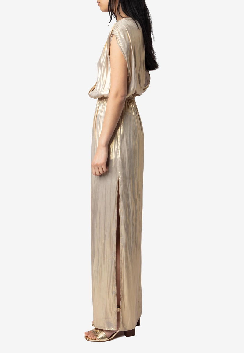 Zadig & Voltaire Ritmic Satin Maxi Dress Gold WWDR02532_GOLD