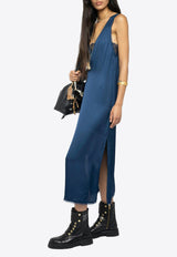 Zadig & Voltaire Renzo Satin Midi Dress Blue WWDR02556_BLUE