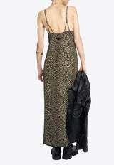 Zadig & Voltaire Ramelil Leopard Print Midi Dress Green WWDR02591_GREEN