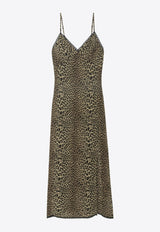 Zadig & Voltaire Ramelil Leopard Print Midi Dress Green WWDR02591_GREEN