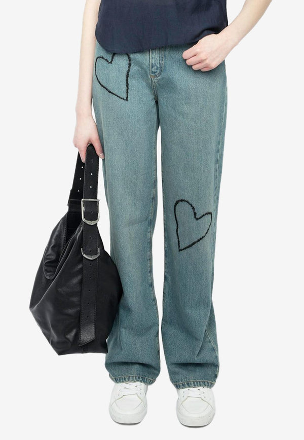 Zadig & Voltaire Elio Embroidered Heart Straight Jeans Denim WWJE01265_DENIM