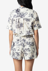 Zadig & Voltaire Cook Tropical Island Print Playsuit Ecru WWJU01039_PRINTED