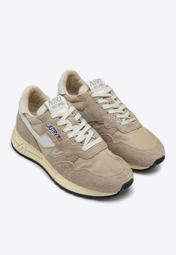 Autry Reelwind Nylon and Suede Low-Top Sneakers Beige WWLWNC08/P_AUTRY-NC08